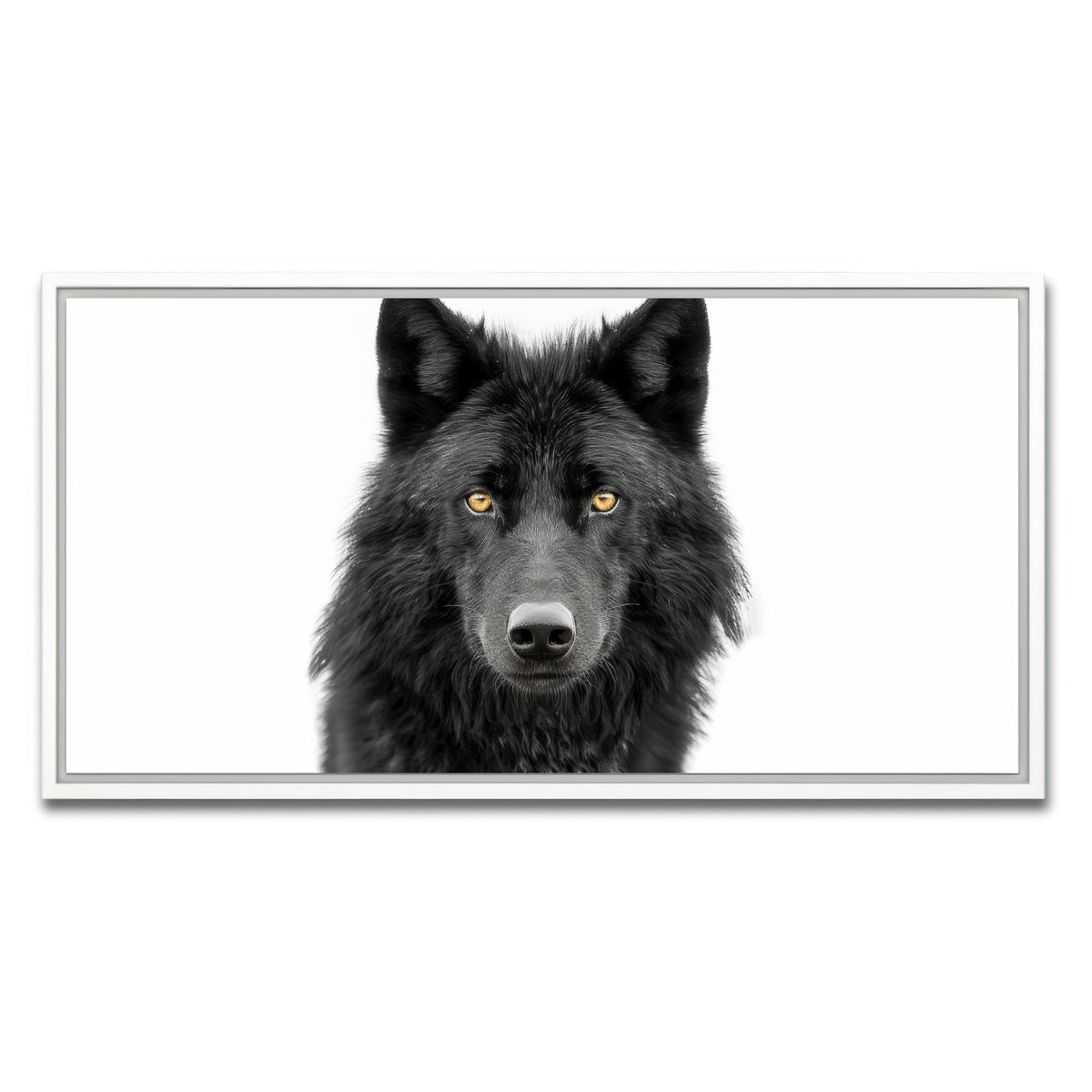 AUTO-MOCKUP WHITE | Black Wolf Portrait | 1 Piece | White Framed Canvas | group=2x1