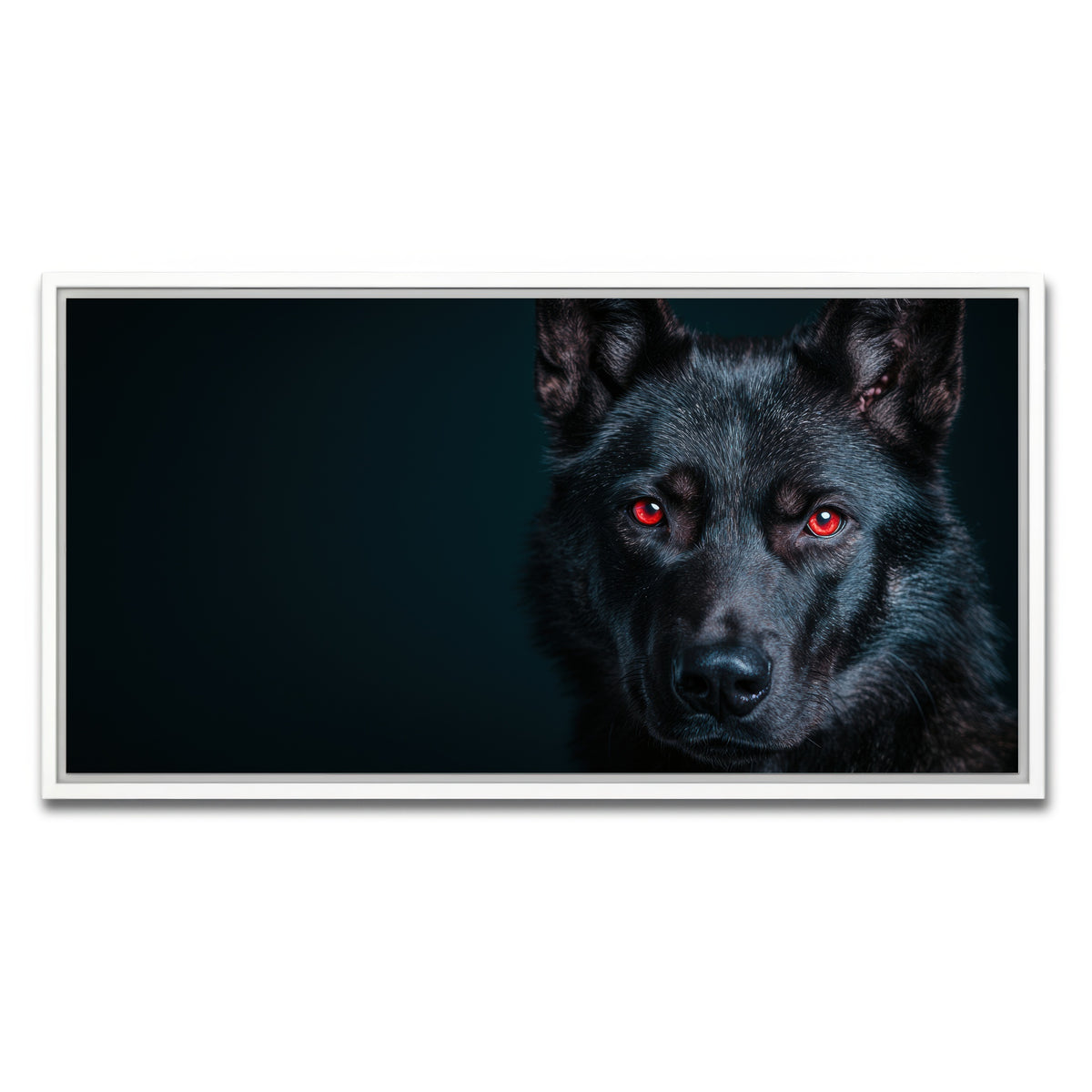 AUTO-MOCKUP WHITE | Black Wolf Red Eyes | 1 Piece | White Framed Canvas | group=2x1