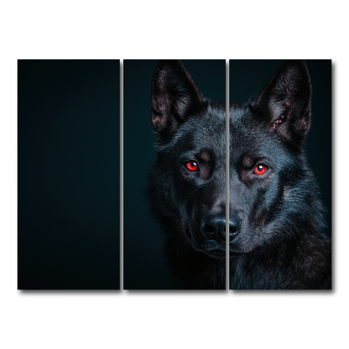 AUTO-MOCKUP WHITE | Black Wolf Red Eyes | 3 Piece | Gallery Wrap Canvas | group=8x18