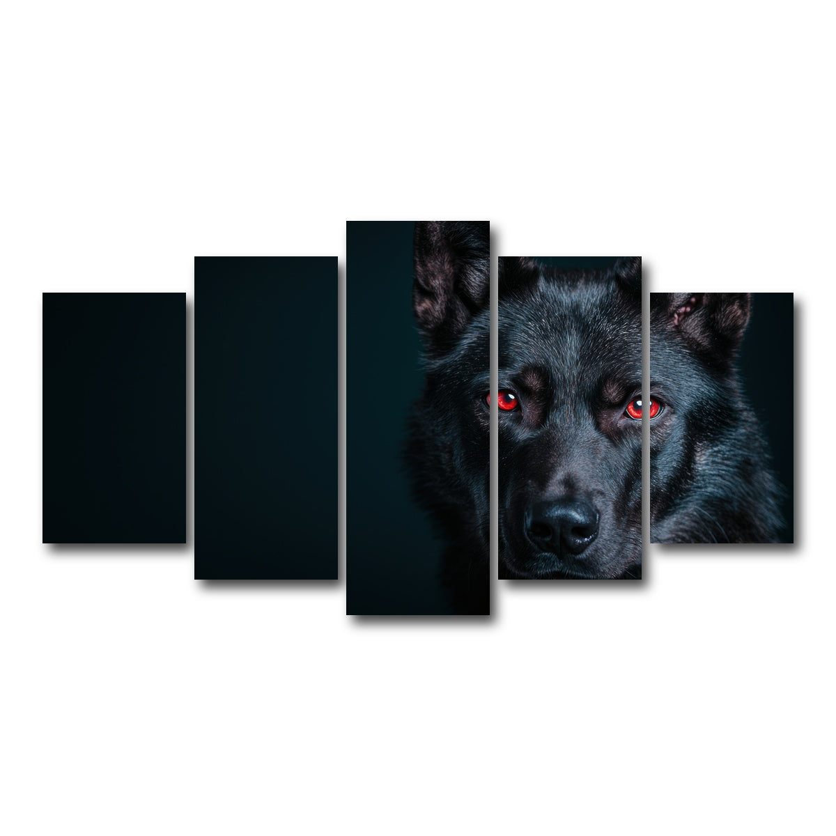 AUTO-MOCKUP WHITE | Black Wolf Red Eyes | 5 Piece | Gallery Wrap Canvas | group=5_normal