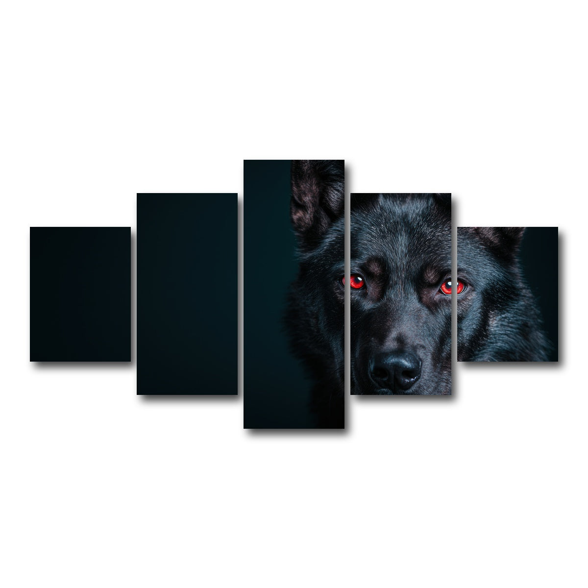 AUTO-MOCKUP WHITE | Black Wolf Red Eyes | 5 Piece | Gallery Wrap Canvas | group=5_short
