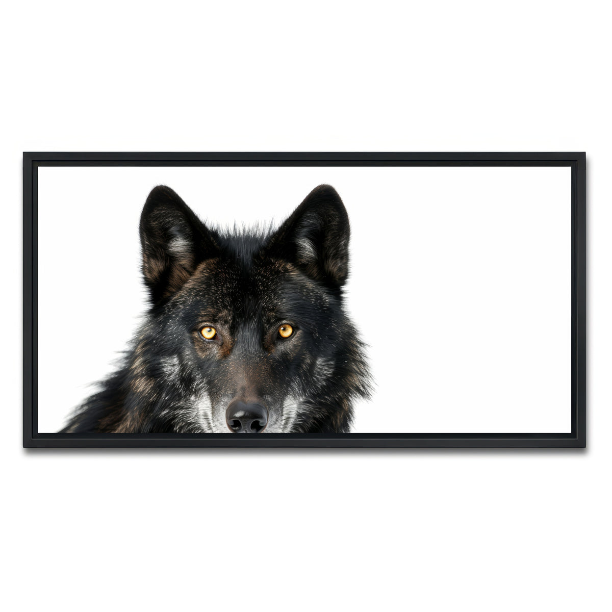 AUTO-MOCKUP WHITE | Black Wolf White Background | 1 Piece | Black Framed Canvas | group=2x1