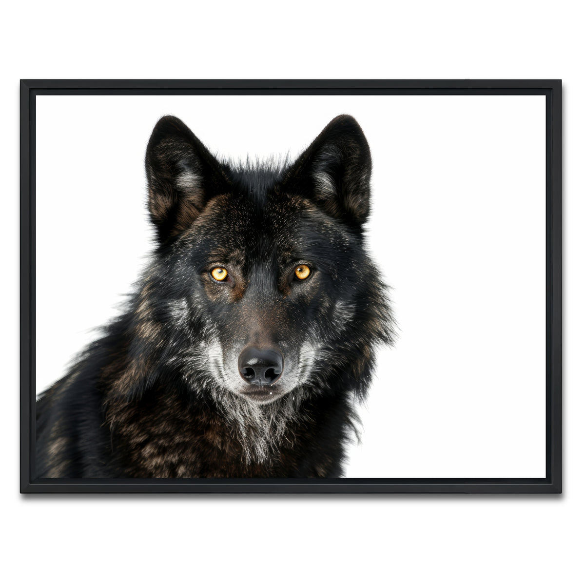 AUTO-MOCKUP WHITE | Black Wolf White Background | 1 Piece | Black Framed Canvas | group=4x3