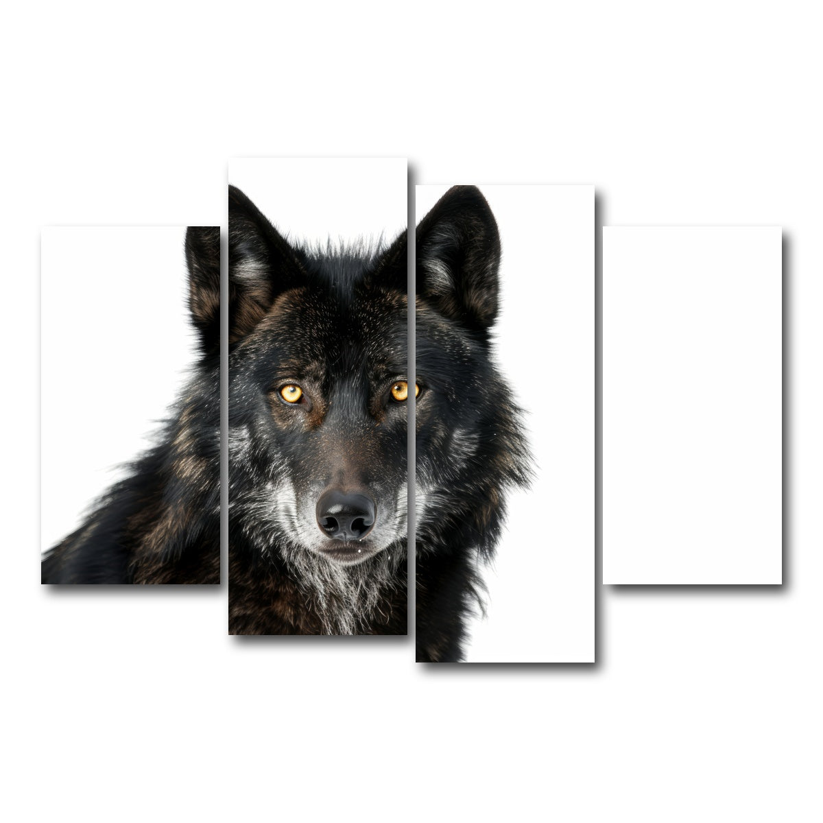 AUTO-MOCKUP WHITE | Black Wolf White Background | 4 Piece | Gallery Wrap Canvas | group=4_short