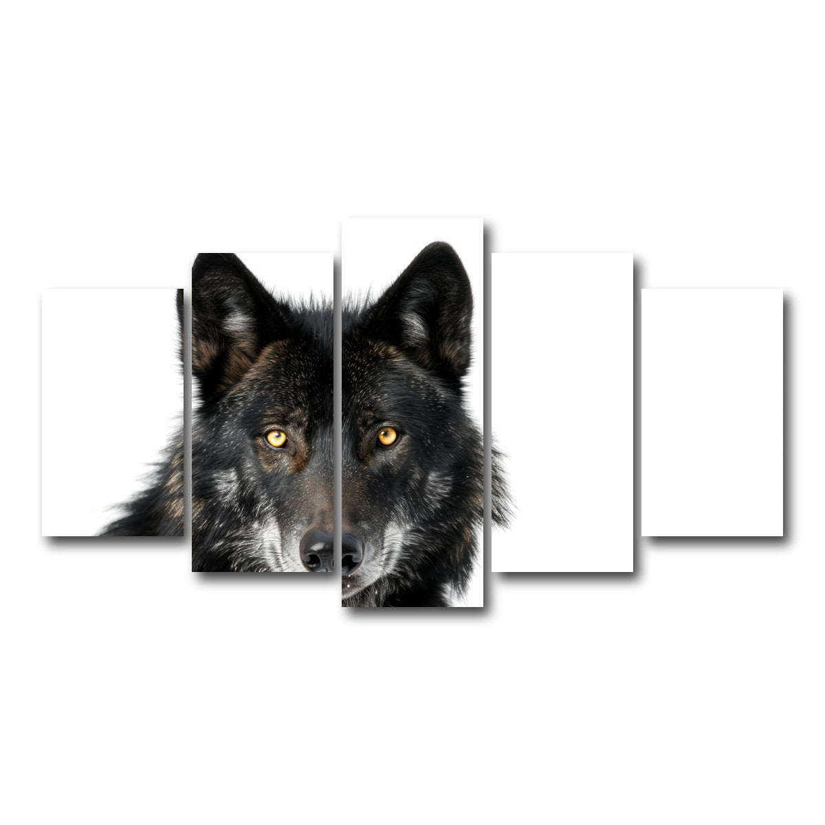 AUTO-MOCKUP WHITE | Black Wolf White Background | 5 Piece | Gallery Wrap Canvas | group=5_normal