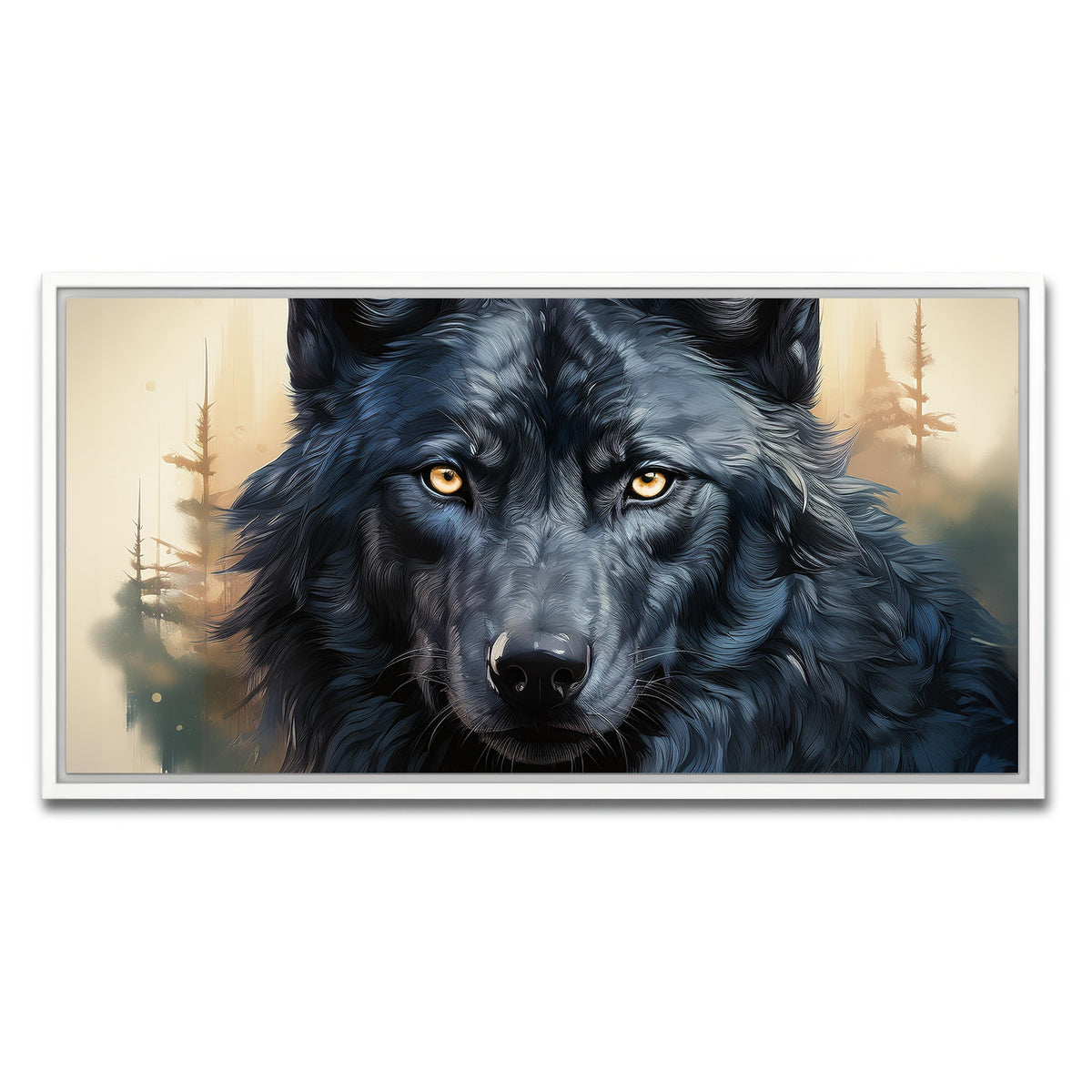 AUTO-MOCKUP WHITE | Black Wolf | 1 Piece | White Framed Canvas | group=2x1