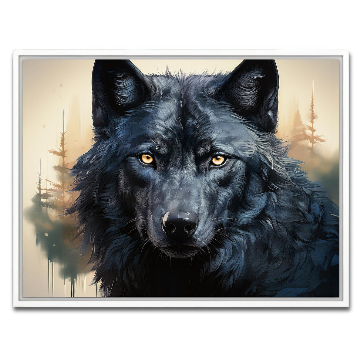 AUTO-MOCKUP WHITE | Black Wolf | 1 Piece | White Framed Canvas | group=4x3