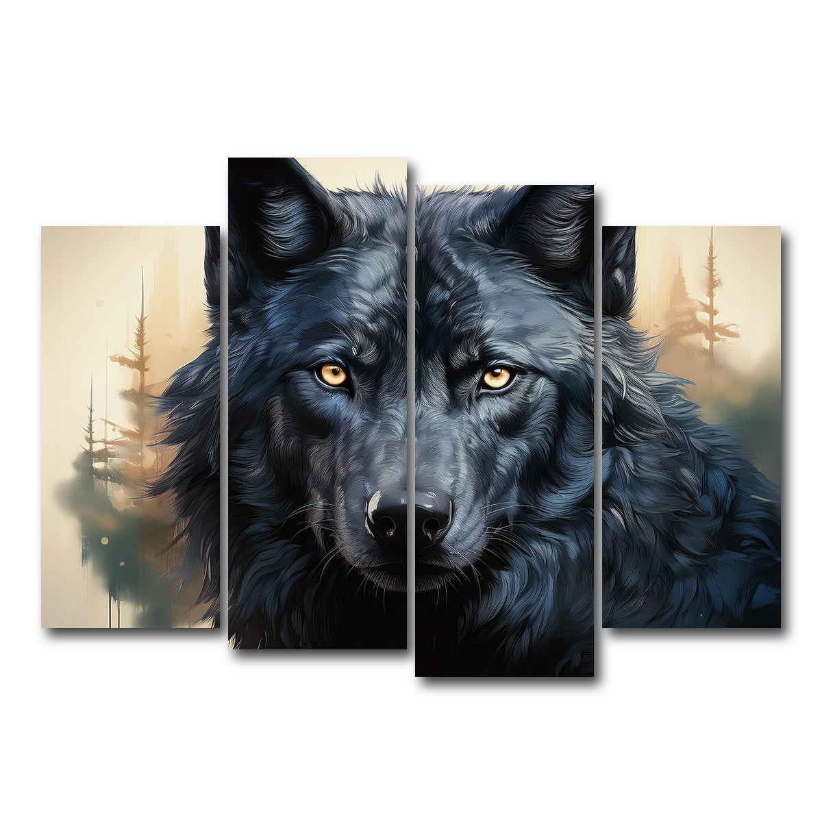 AUTO-MOCKUP WHITE | Black Wolf | 4 Piece | Gallery Wrap Canvas | group=4_normal