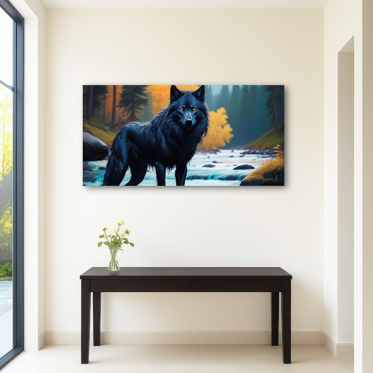 AUTO-MOCKUP ROOM | Black Wolf by the river