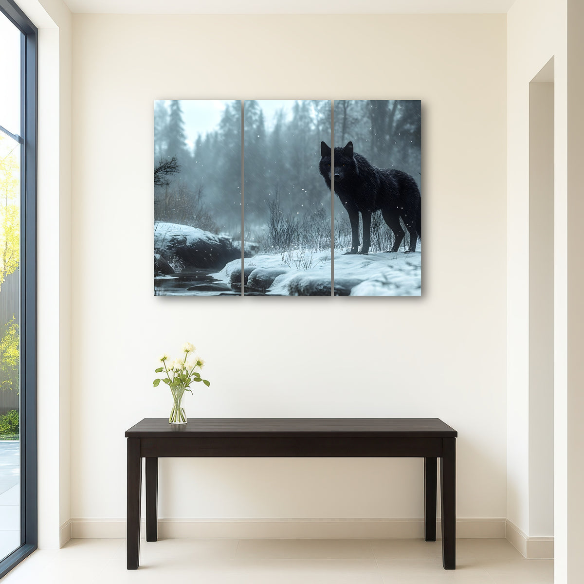 AUTO-MOCKUP ROOM | Black Wolf in Snowy Forest