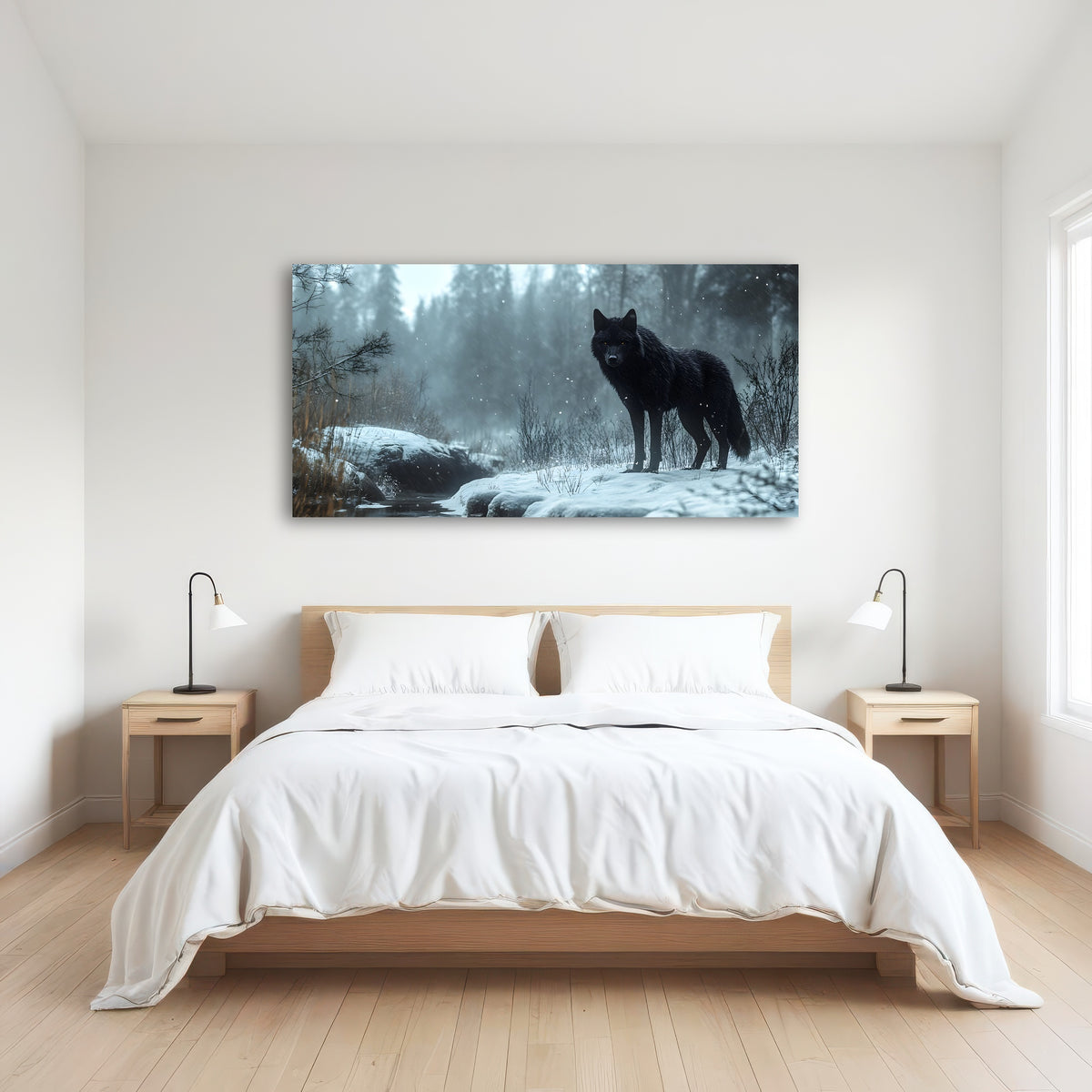 AUTO-MOCKUP ROOM | Black Wolf in Snowy Forest
