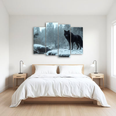 AUTO-MOCKUP ROOM | Black Wolf in Snowy Forest