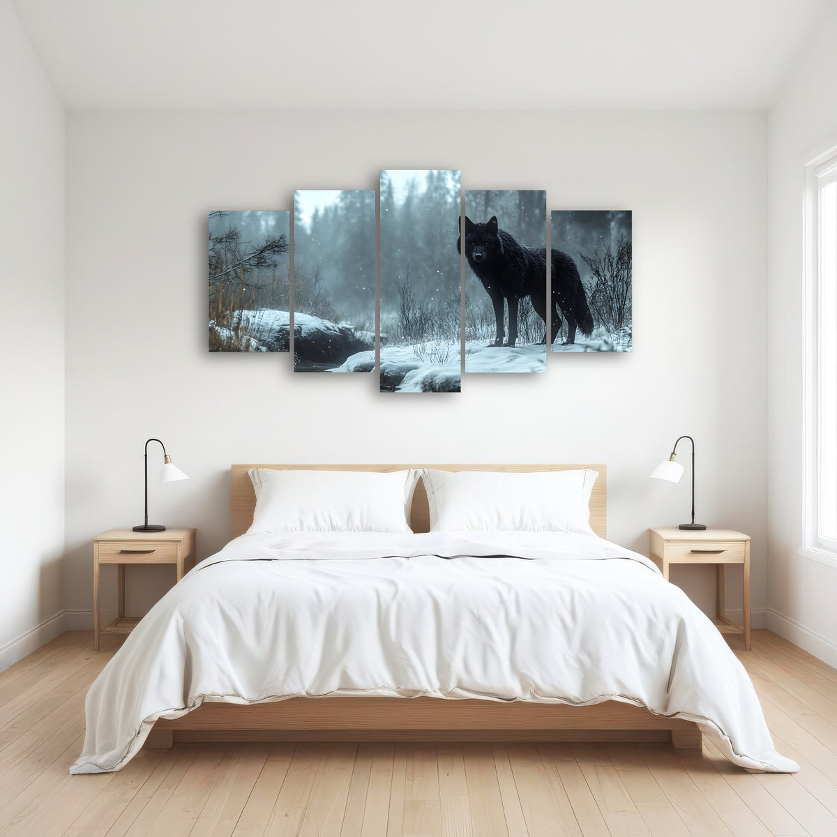 AUTO-MOCKUP ROOM | Black Wolf in Snowy Forest