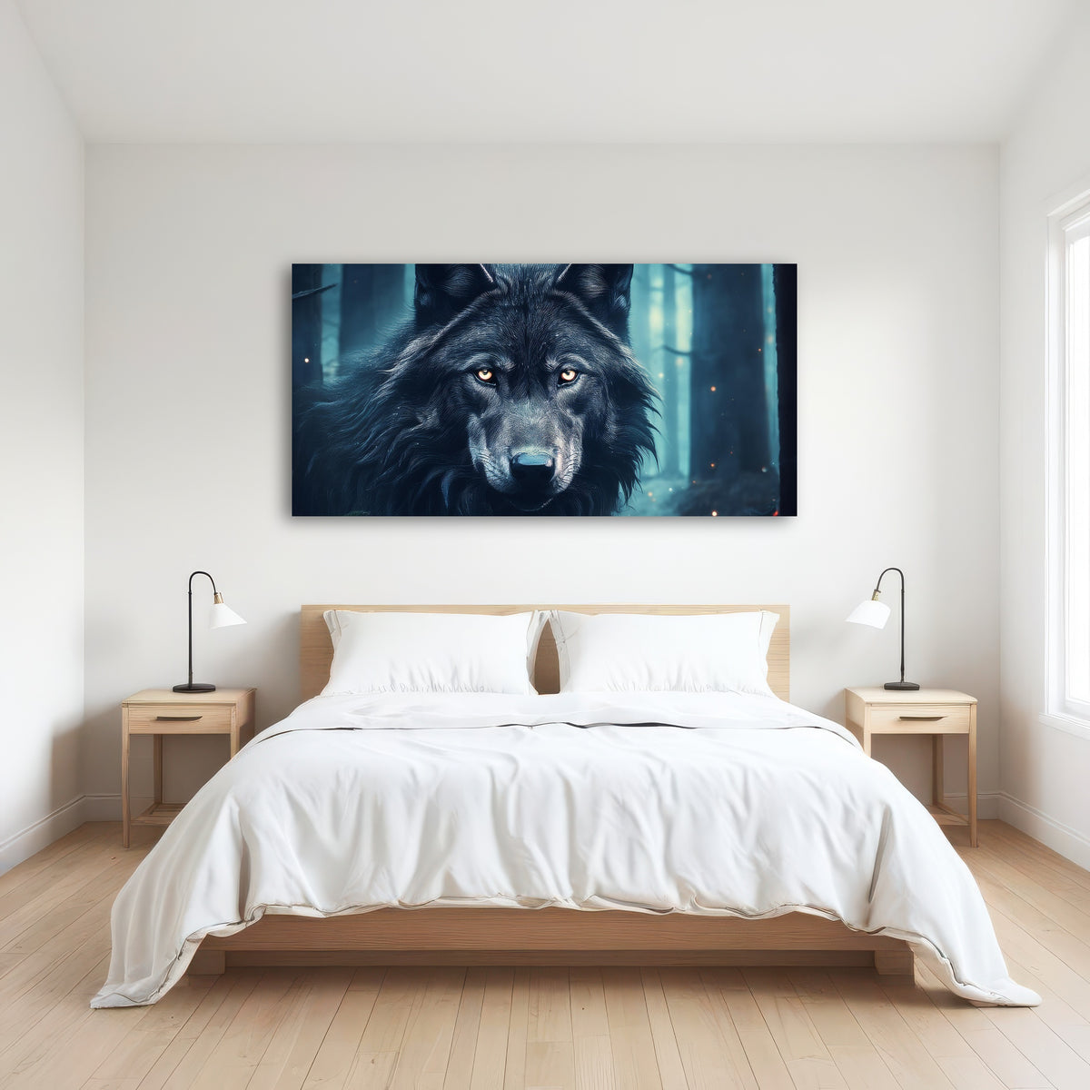 AUTO-MOCKUP ROOM | Black Wolf in Woods