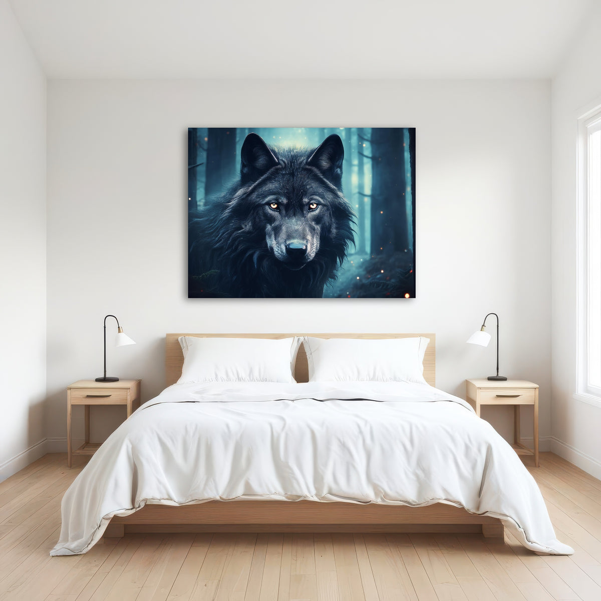 AUTO-MOCKUP ROOM | Black Wolf in Woods