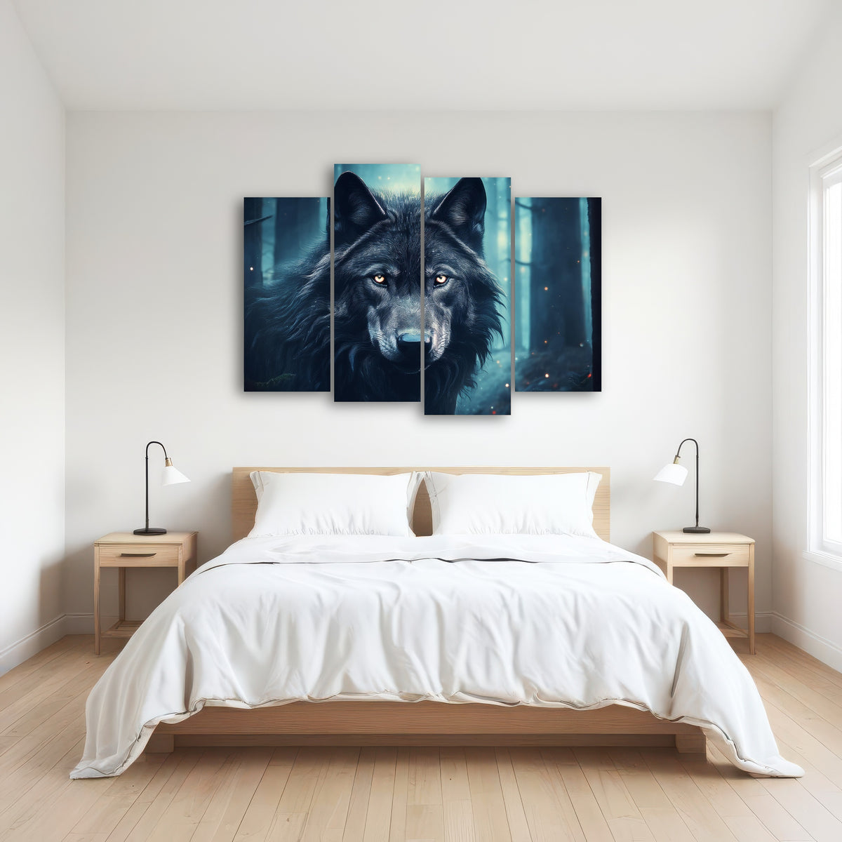 AUTO-MOCKUP ROOM | Black Wolf in Woods