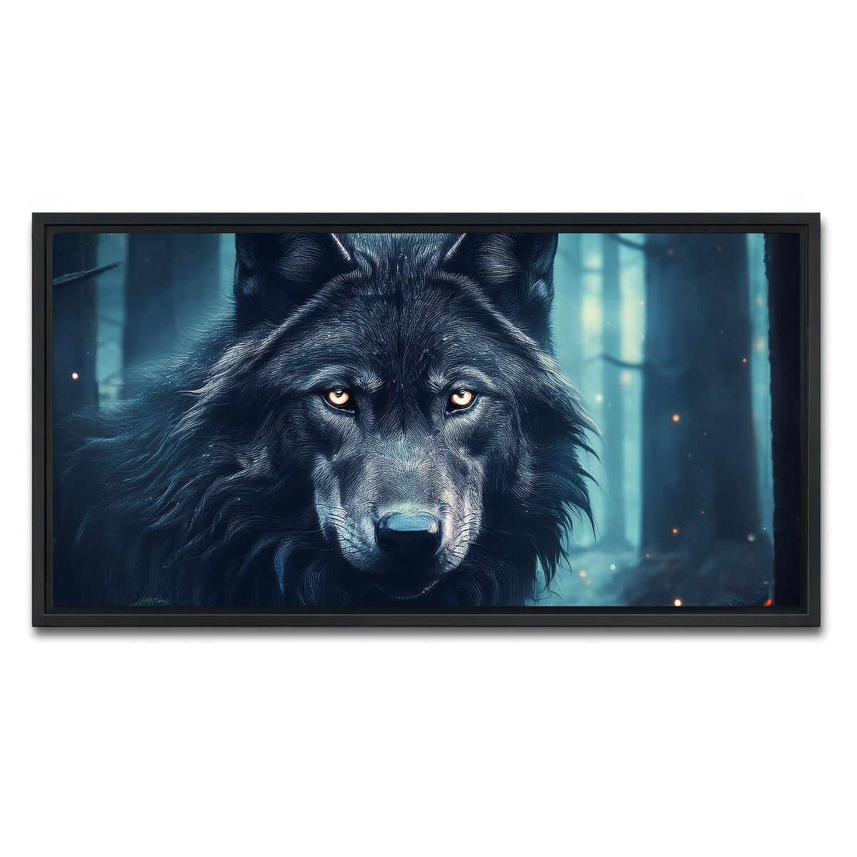 AUTO-MOCKUP WHITE | Black Wolf in Woods | 1 Piece | Black Framed Canvas | group=2x1