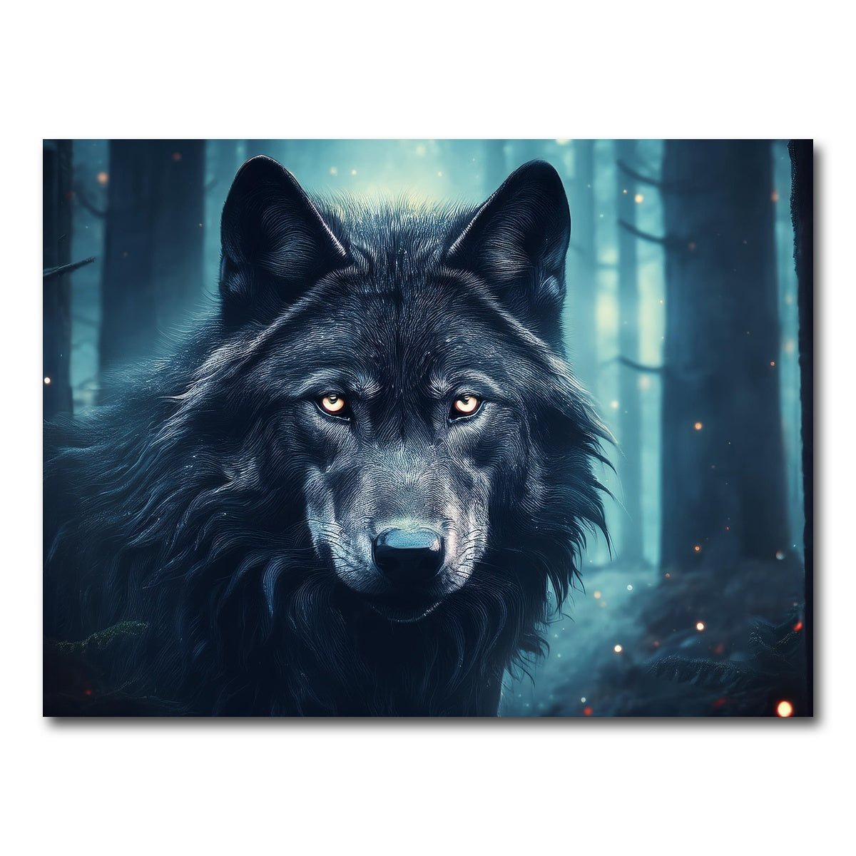 AUTO-MOCKUP WHITE | Black Wolf in Woods | 1 Piece | Gallery Wrap Canvas | group=4x3
