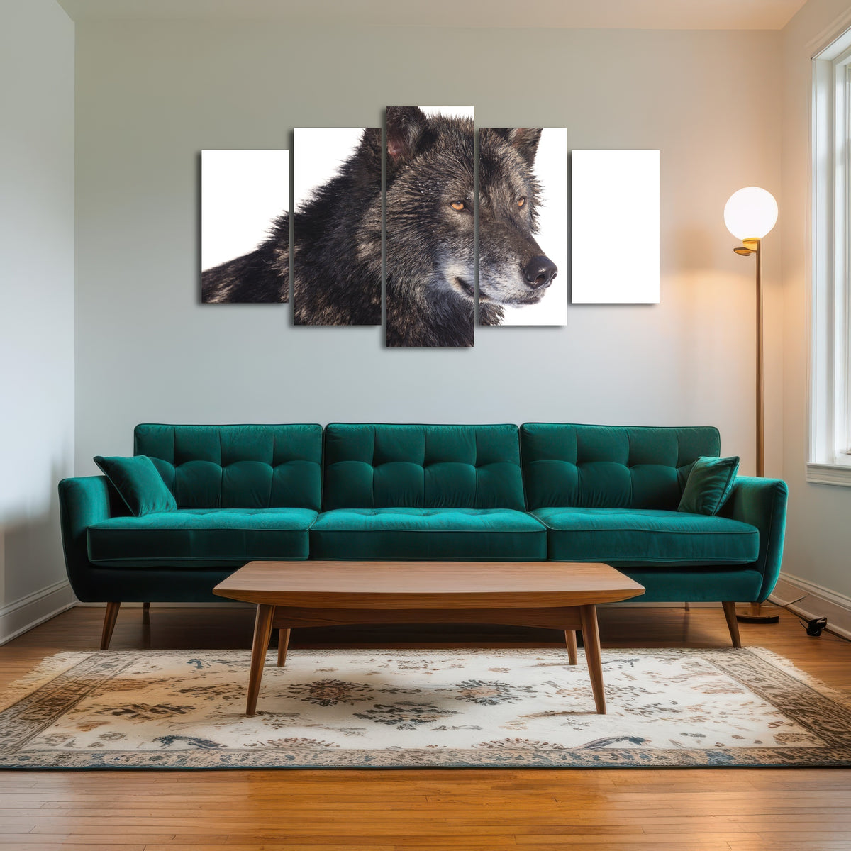 AUTO-MOCKUP ROOM | Black wolf side portrait