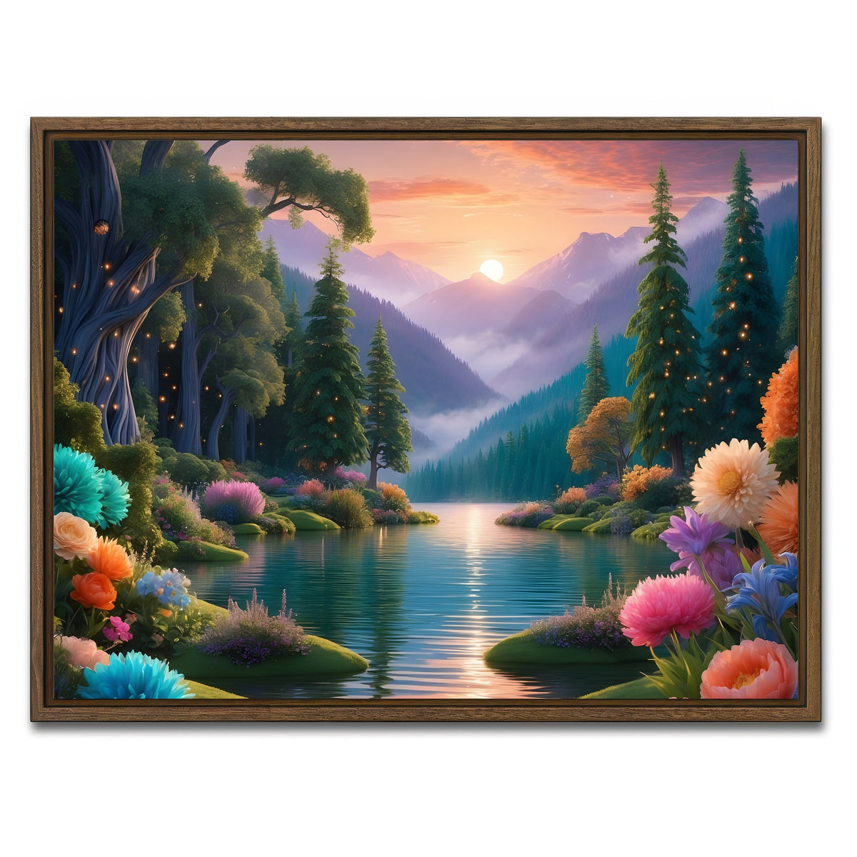 AUTO-MOCKUP WHITE | Blooming Meadow | 1 Piece | Walnut Framed Canvas | group=4x3