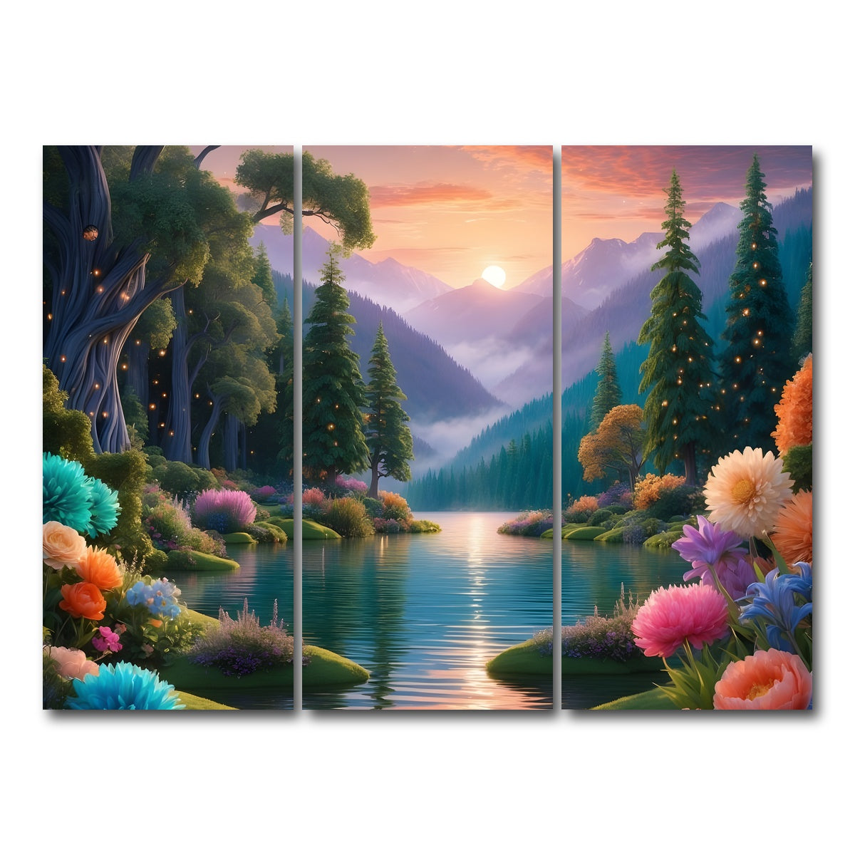 AUTO-MOCKUP WHITE | Blooming Meadow | 3 Piece | Gallery Wrap Canvas | group=8x18