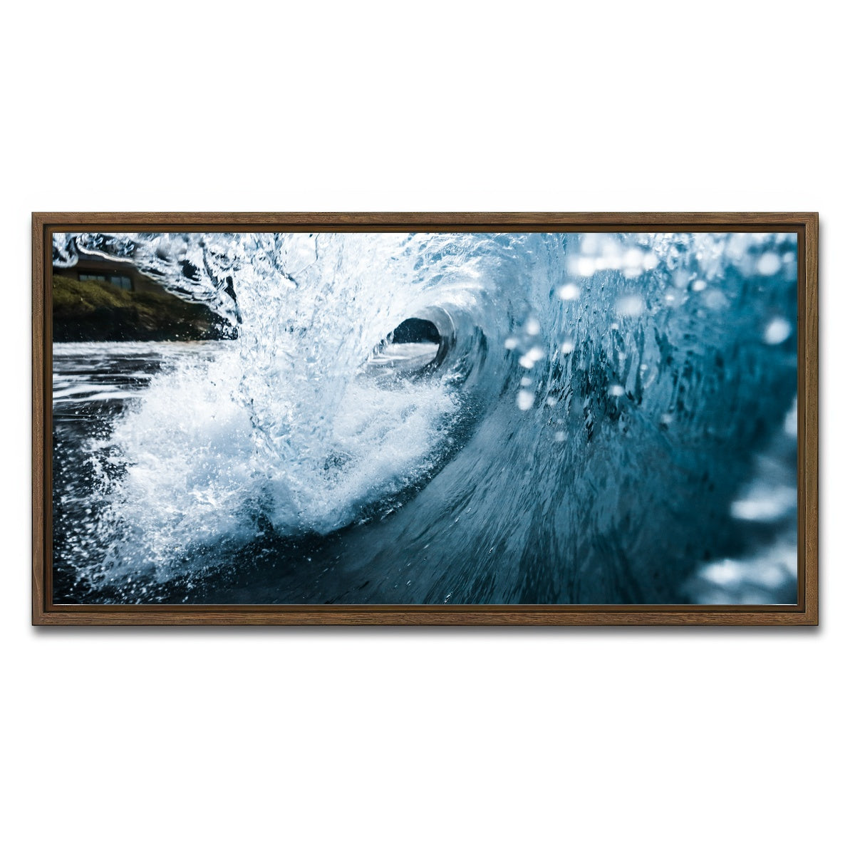 AUTO-MOCKUP WHITE | Blue Barrel | 1 Piece | Walnut Framed Canvas | group=2x1