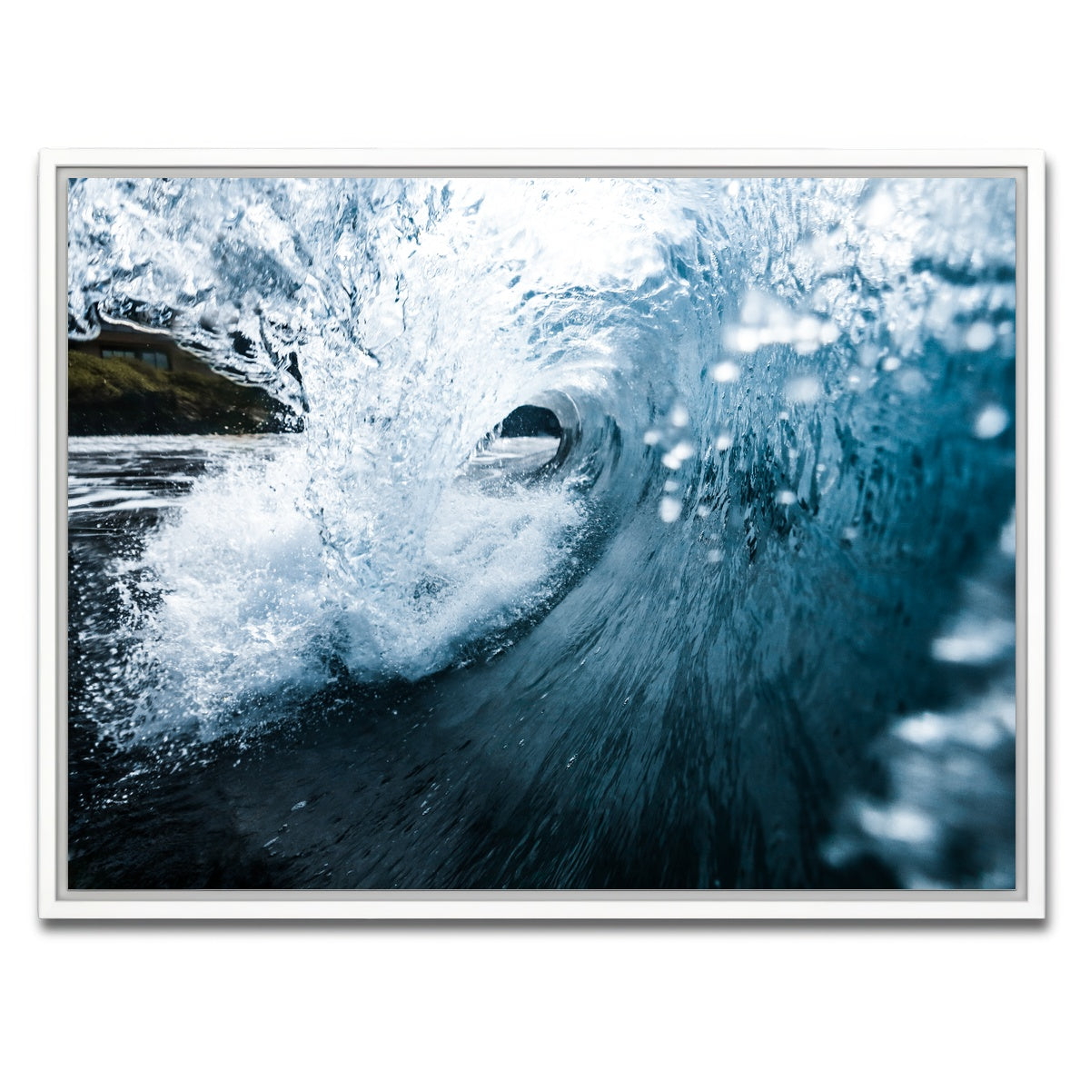 AUTO-MOCKUP WHITE | Blue Barrel | 1 Piece | White Framed Canvas | group=4x3