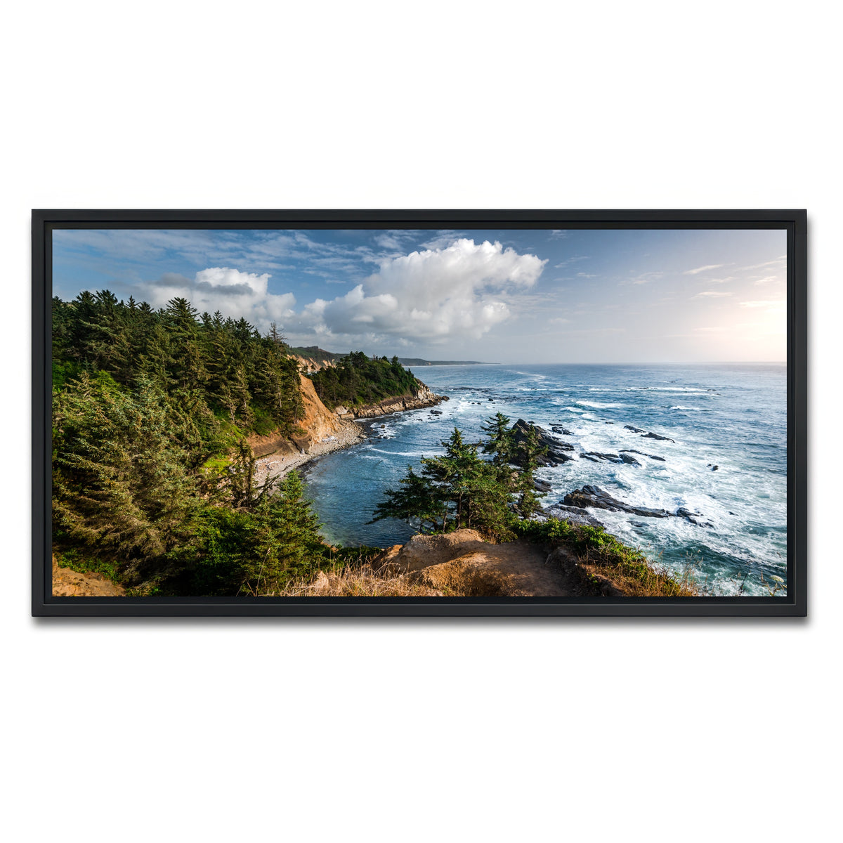 AUTO-MOCKUP WHITE | Blue Coast | 1 Piece | Black Framed Canvas | group=2x1