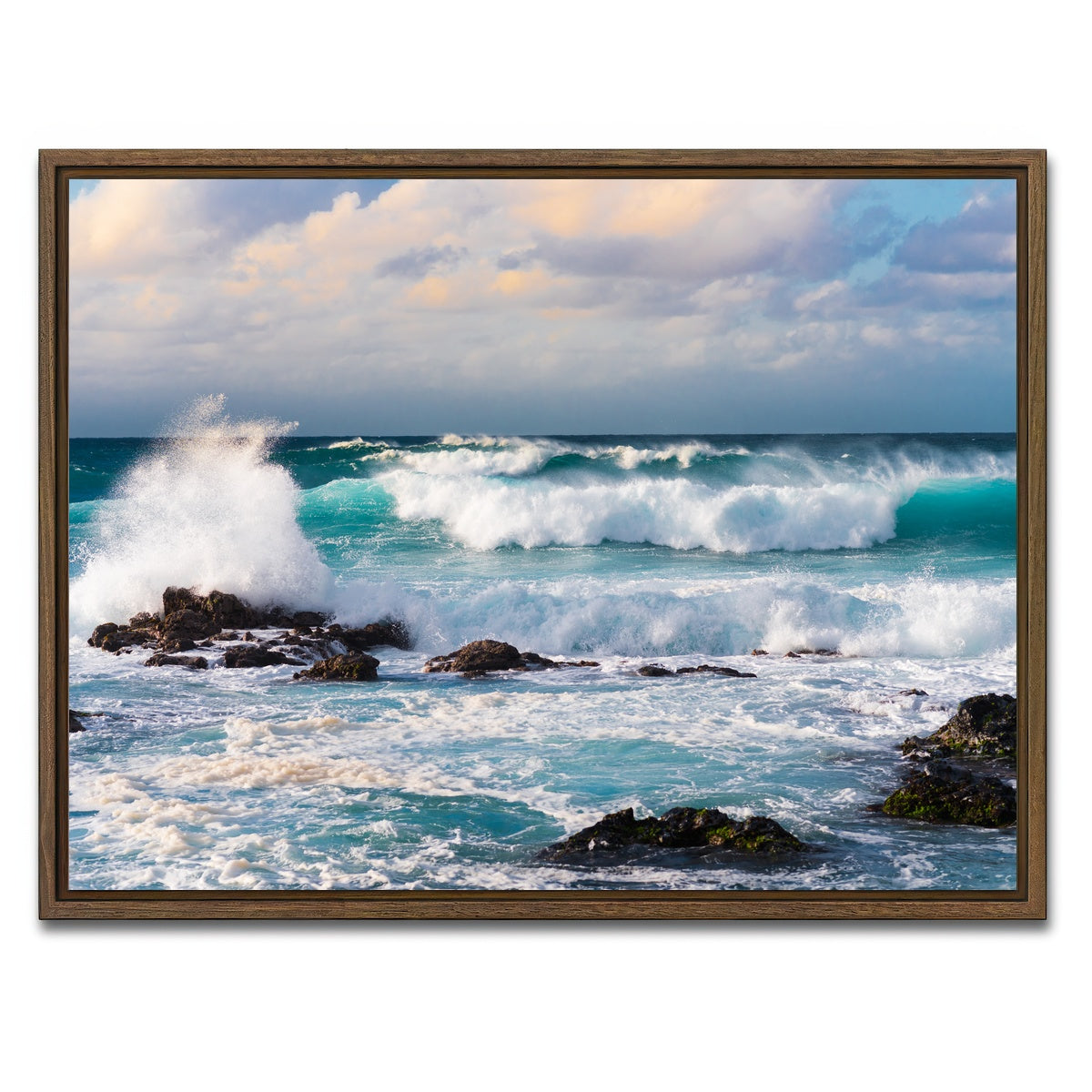 AUTO-MOCKUP WHITE | Blue Crash | 1 Piece | Walnut Framed Canvas | group=4x3