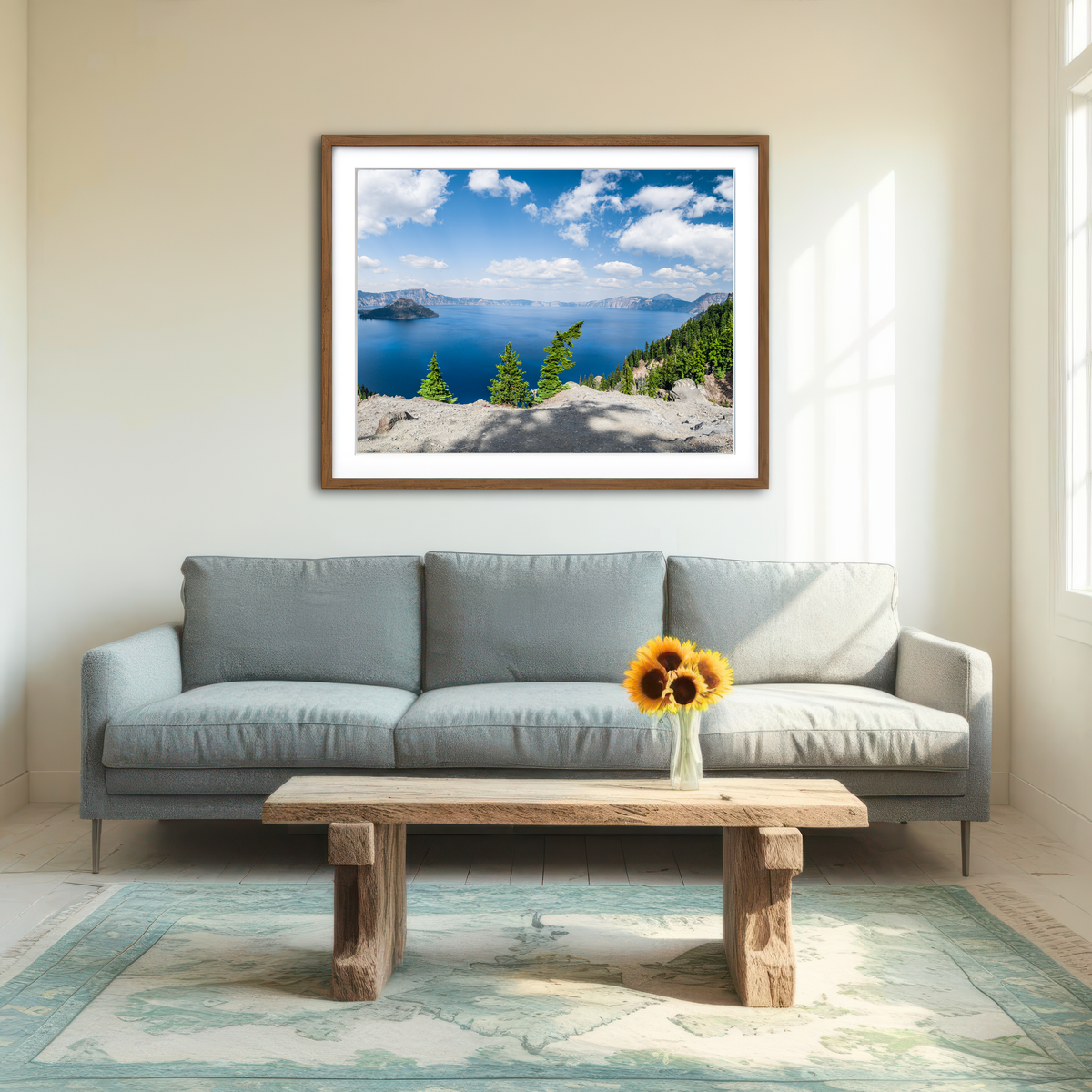 AUTO-MOCKUP ROOM | Blue Crater Lake Panorama Wall Art