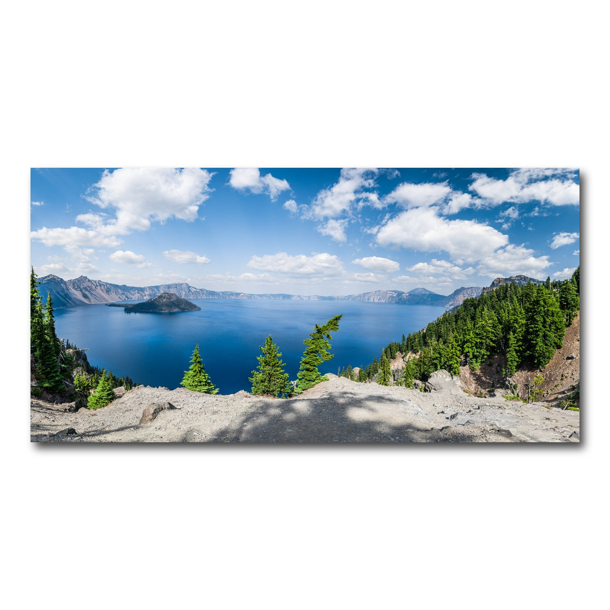 AUTO-MOCKUP WHITE | Blue Crater Lake Panorama | 1 Piece | Gallery Wrap Canvas | group=2x1