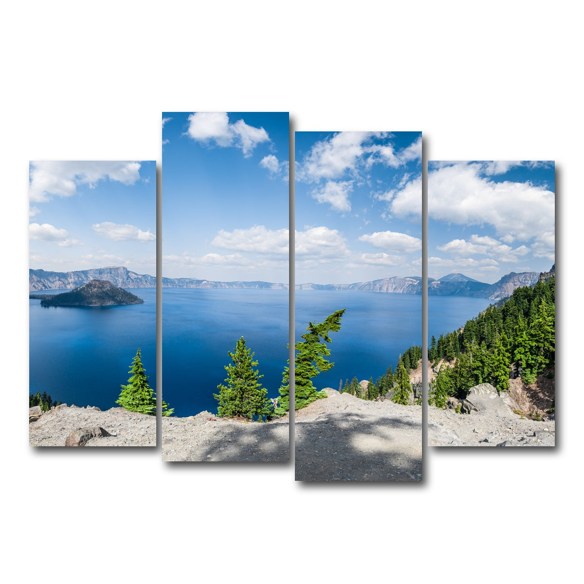 AUTO-MOCKUP WHITE | Blue Crater Lake Panorama | 4 Piece | Gallery Wrap Canvas | group=4_normal