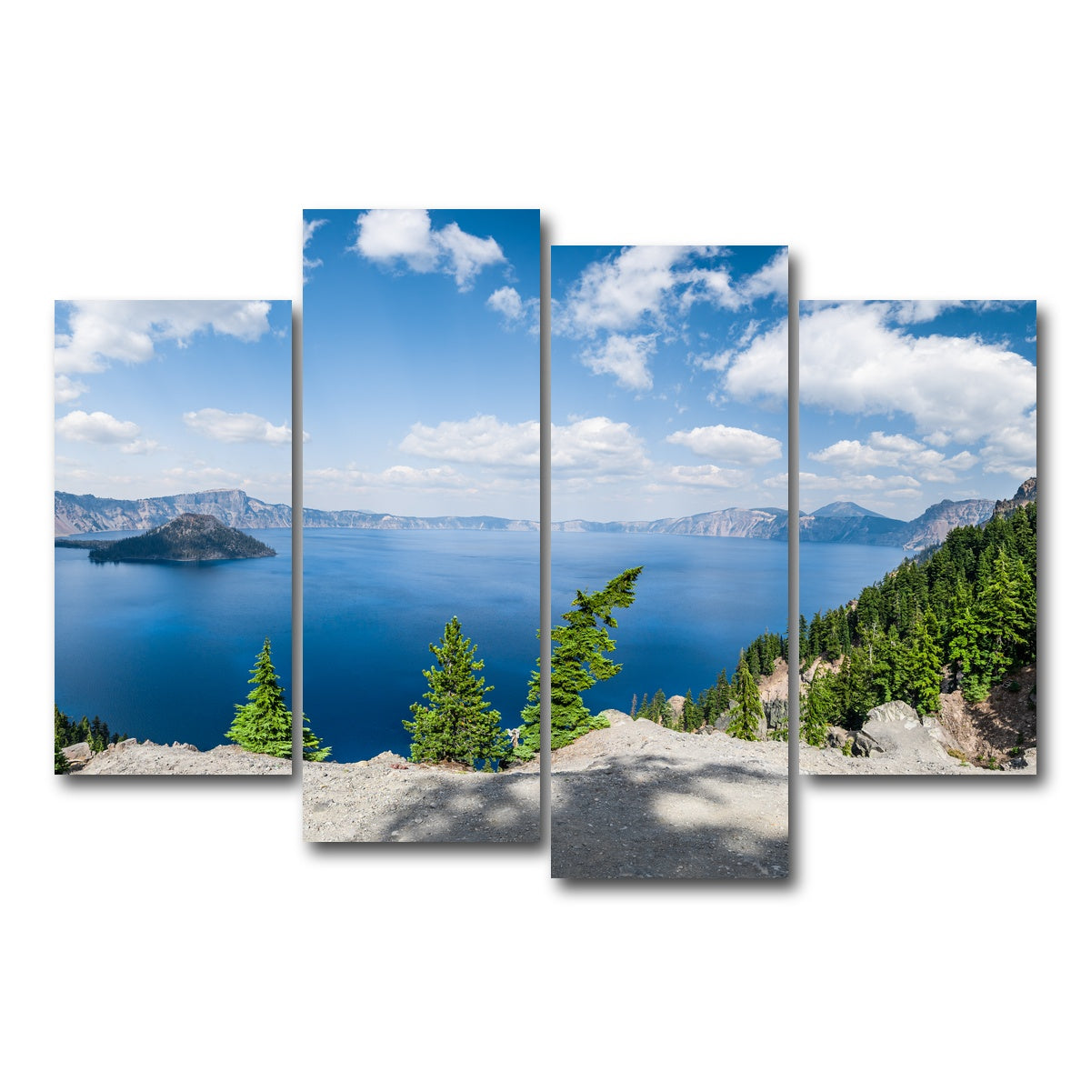 AUTO-MOCKUP WHITE | Blue Crater Lake Panorama | 4 Piece | Gallery Wrap Canvas | group=4_short