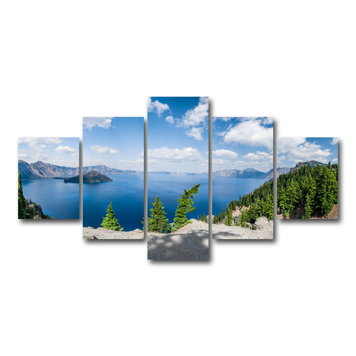 AUTO-MOCKUP WHITE | Blue Crater Lake Panorama | 5 Piece | Gallery Wrap Canvas | group=5_short