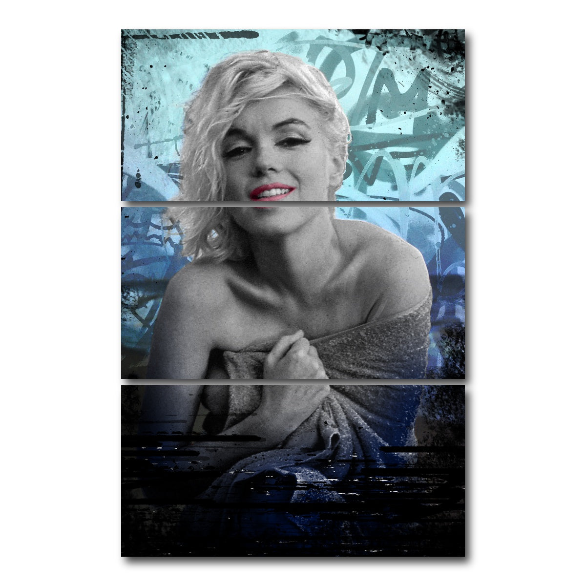 AUTO-MOCKUP WHITE | Blue Monroe | 3 Piece | Gallery Wrap Canvas | group=12x24_stacked
