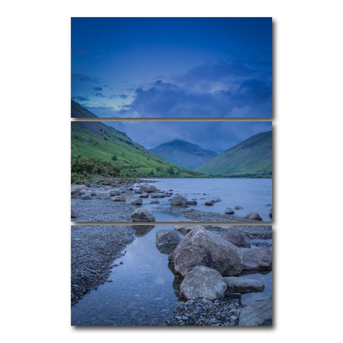 AUTO-MOCKUP WHITE | Blue Pebbles | 3 Piece | Gallery Wrap Canvas | group=12x24_stacked