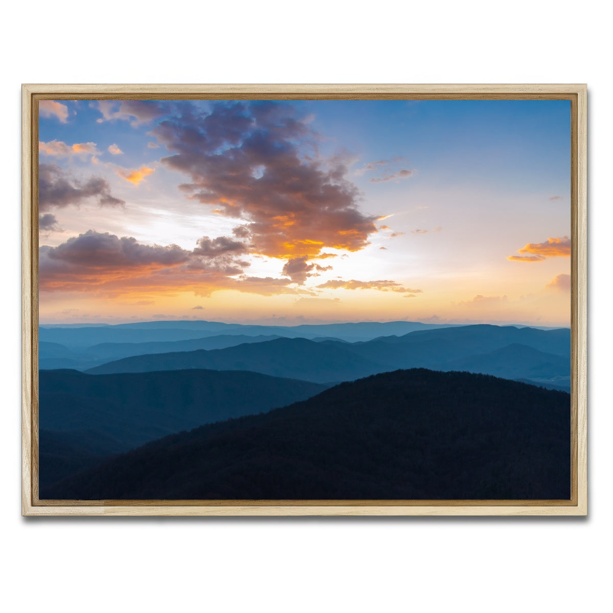 AUTO-MOCKUP WHITE | Blue Ridge Sunset | 1 Piece | Natural Framed Canvas | group=4x3
