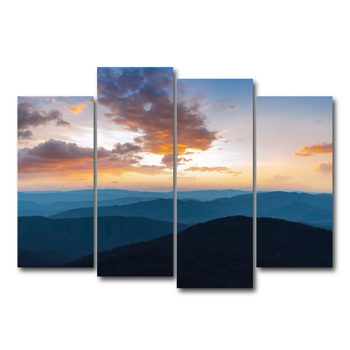 AUTO-MOCKUP WHITE | Blue Ridge Sunset | 4 Piece | Gallery Wrap Canvas | group=4_normal