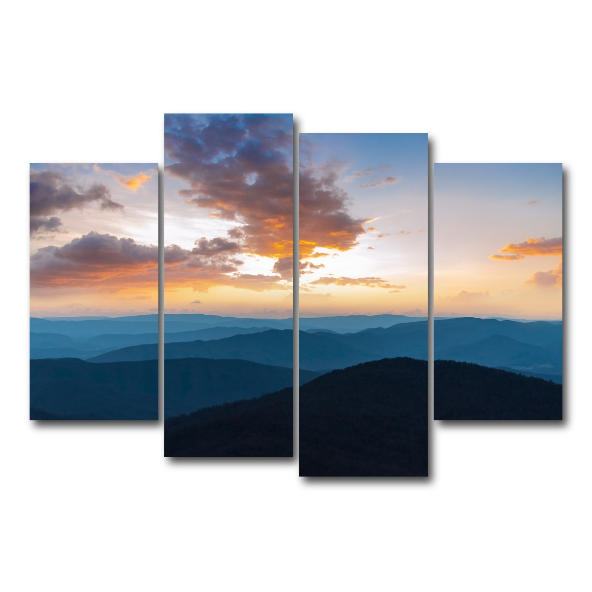 AUTO-MOCKUP WHITE | Blue Ridge Sunset | 4 Piece | Gallery Wrap Canvas | group=4_short