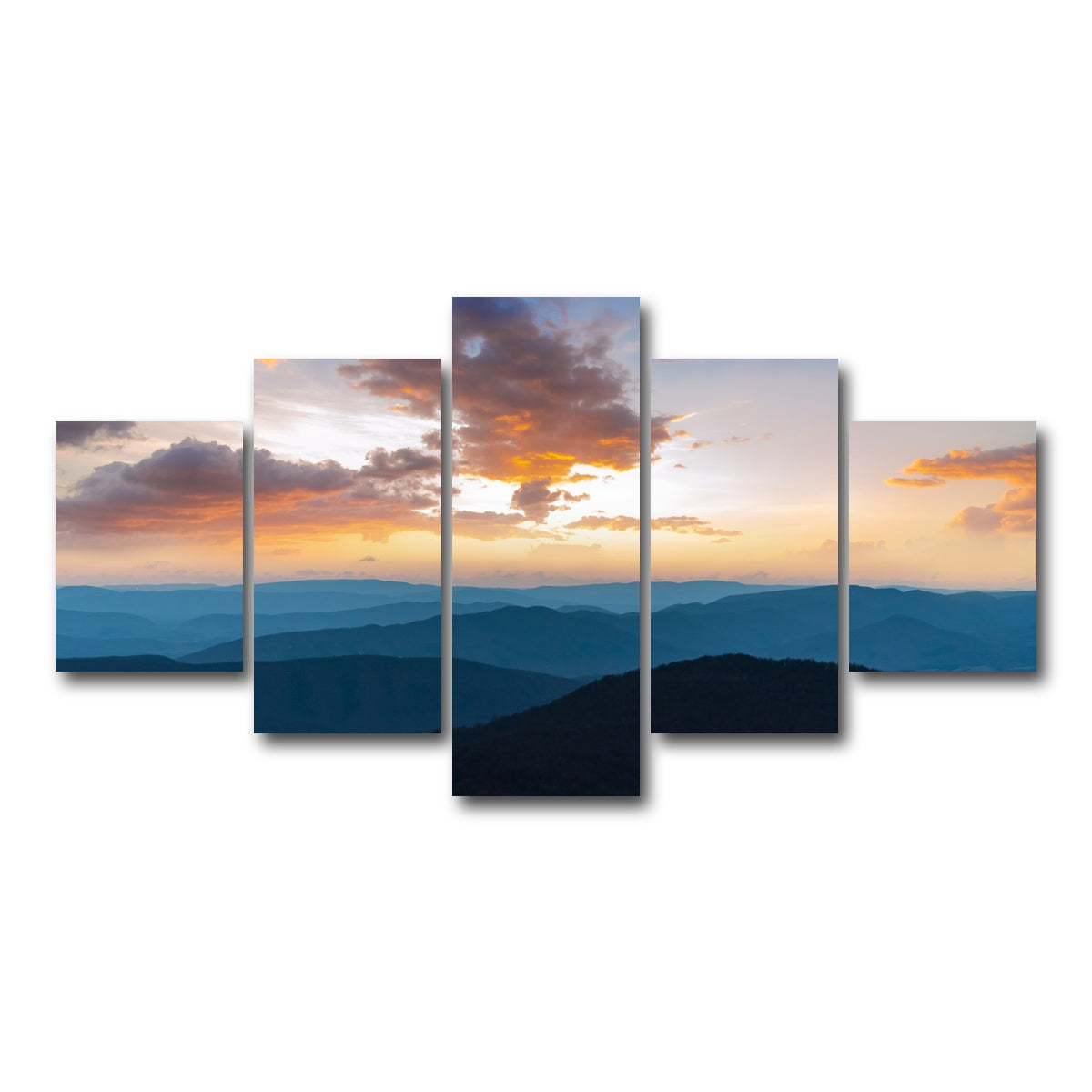 AUTO-MOCKUP WHITE | Blue Ridge Sunset | 5 Piece | Gallery Wrap Canvas | group=5_short
