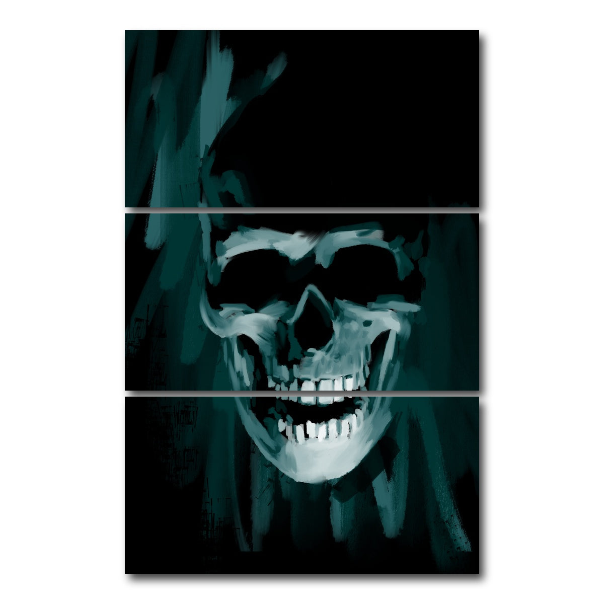 AUTO-MOCKUP WHITE | Blue Skull | 3 Piece | Gallery Wrap Canvas | group=12x24_stacked