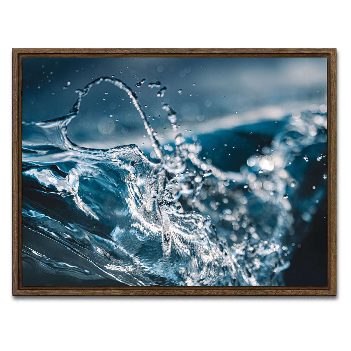 AUTO-MOCKUP WHITE | Blue Splash | 1 Piece | Walnut Framed Canvas | group=4x3