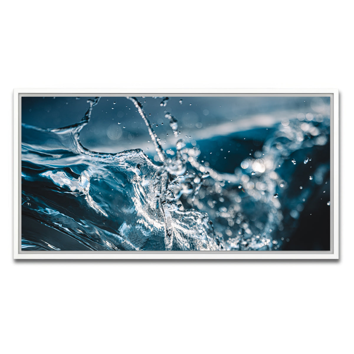 AUTO-MOCKUP WHITE | Blue Splash | 1 Piece | White Framed Canvas | group=2x1