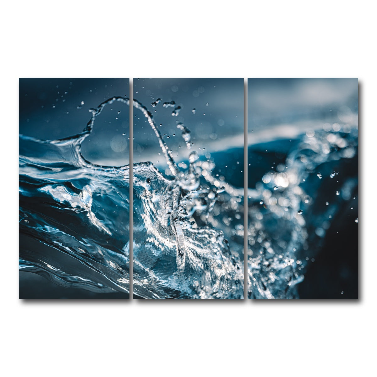 AUTO-MOCKUP WHITE | Blue Splash | 3 Piece | Gallery Wrap Canvas | group=12x24