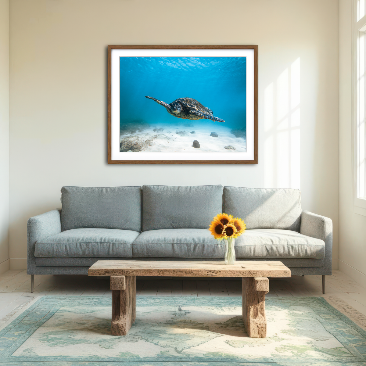 AUTO-MOCKUP ROOM | Blue Turtle Wall Art