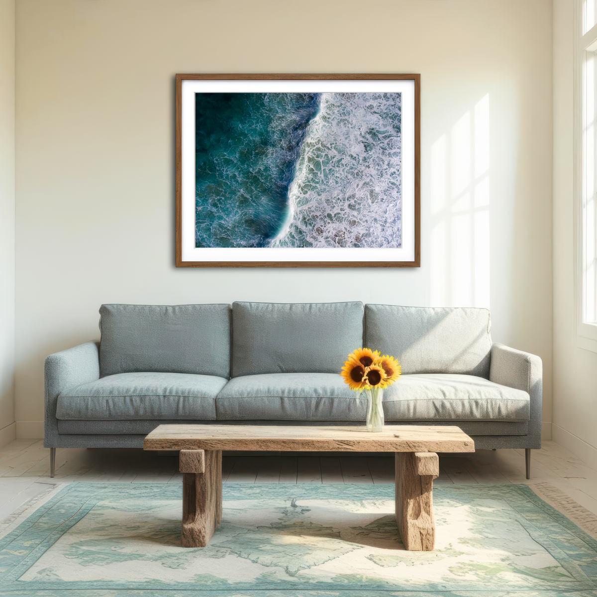 AUTO-MOCKUP ROOM | Blue Wave Wall Art