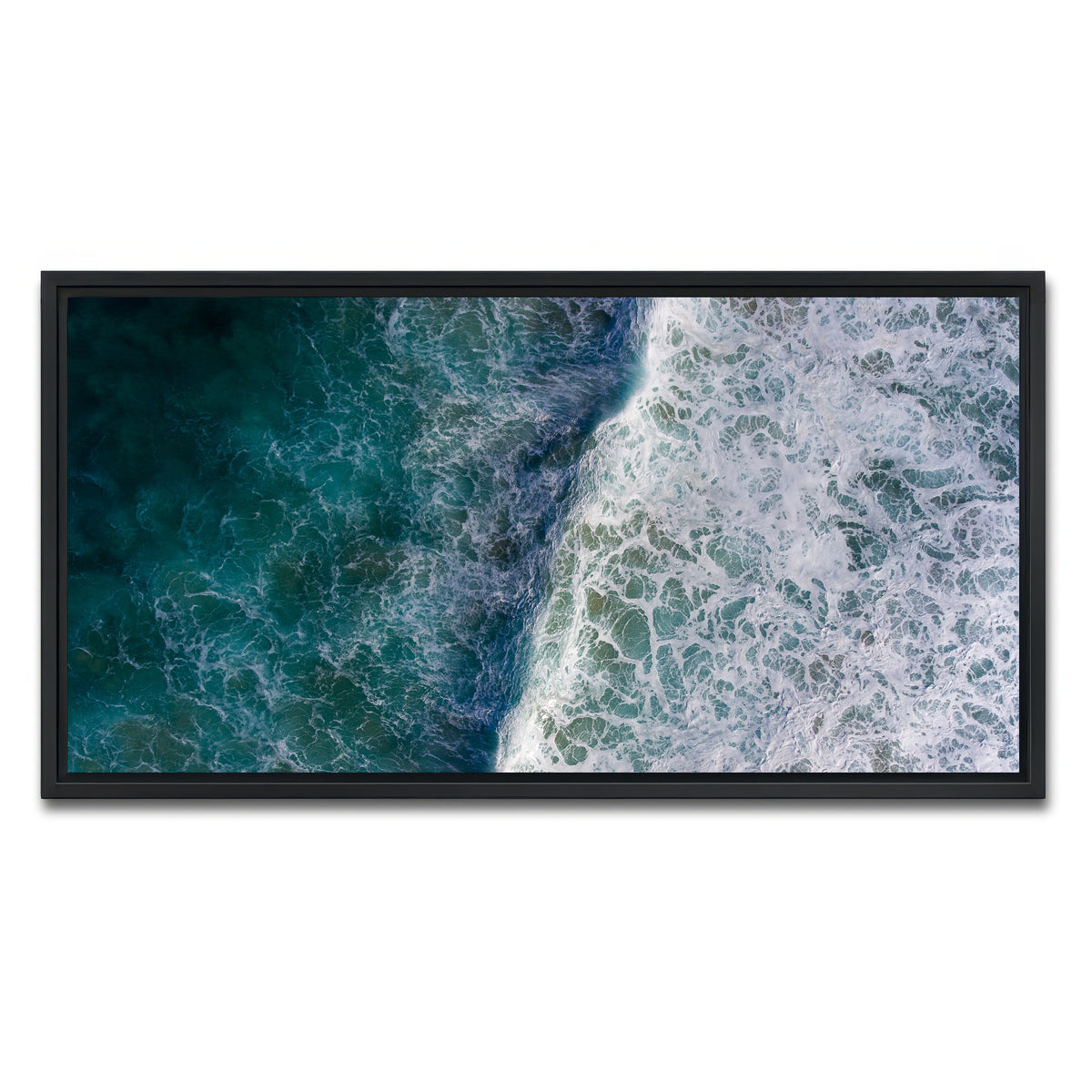AUTO-MOCKUP WHITE | Blue Wave | 1 Piece | Black Framed Canvas | group=2x1