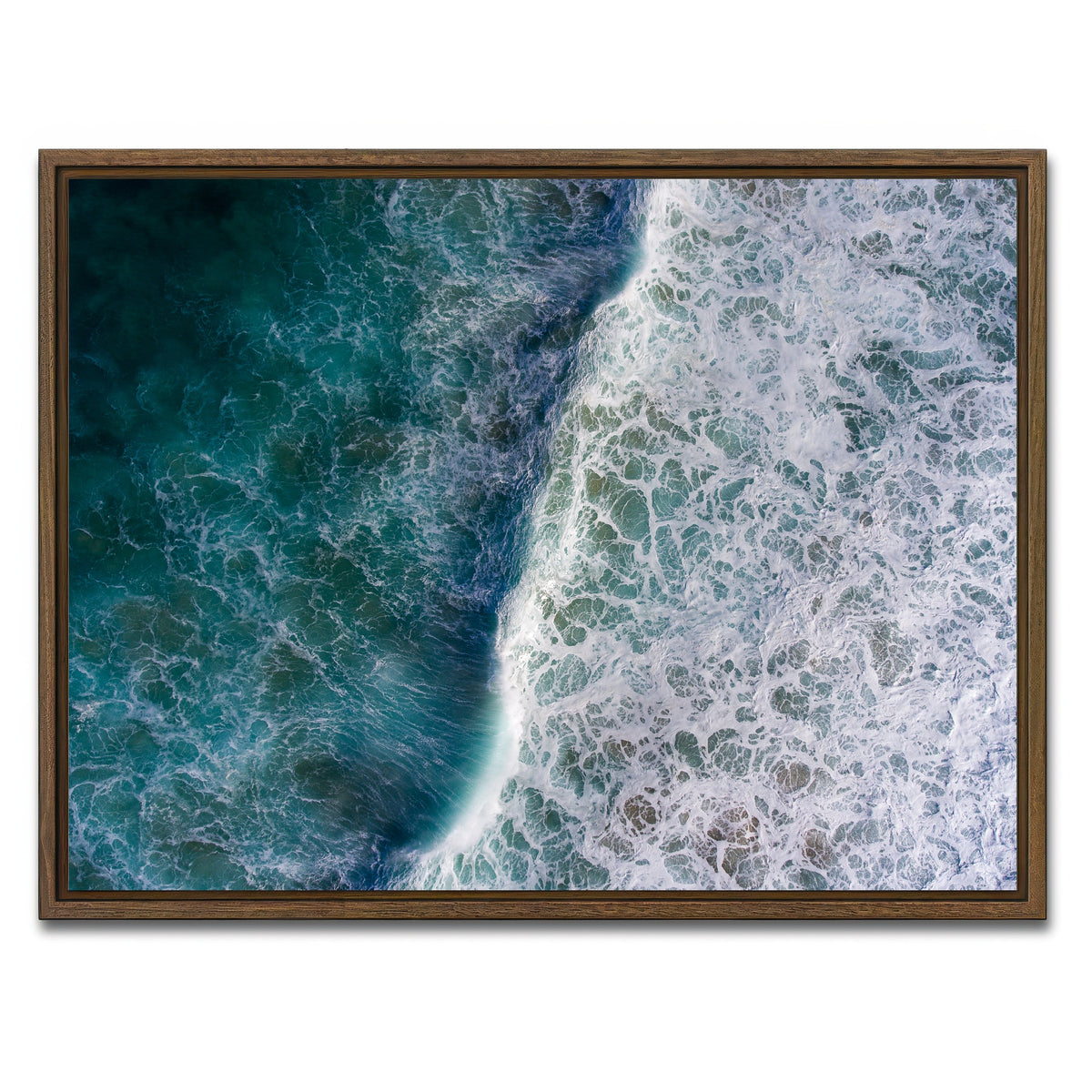 AUTO-MOCKUP WHITE | Blue Wave | 1 Piece | Walnut Framed Canvas | group=4x3