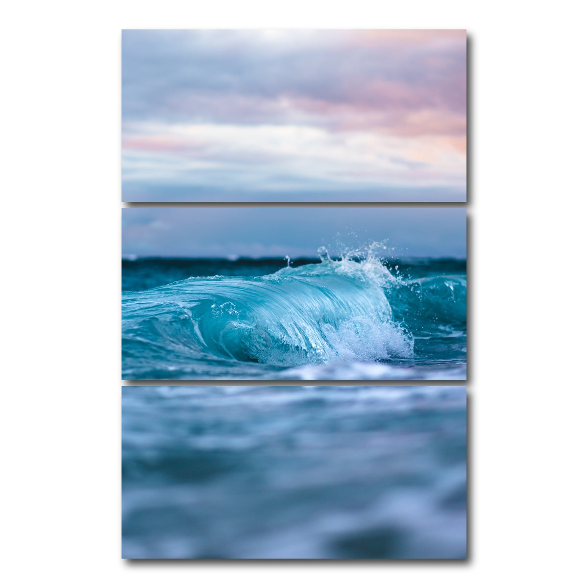 AUTO-MOCKUP WHITE | Blue Waves | 3 Piece | Gallery Wrap Canvas | group=12x24_stacked