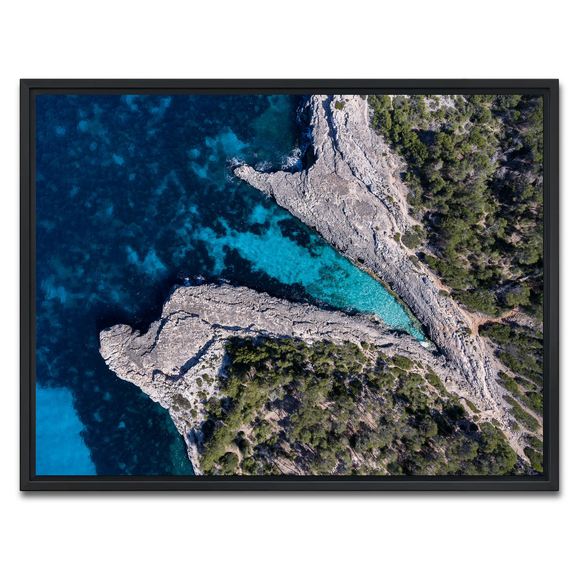 AUTO-MOCKUP WHITE | Blue and Green | 1 Piece | Black Framed Canvas | group=4x3